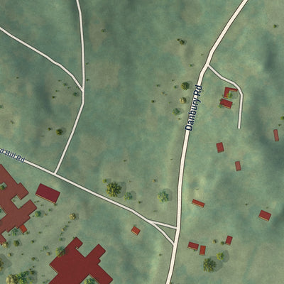 Close-up of the map of Cannondale, Connecticut print showing street and building detail