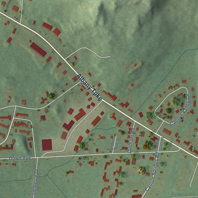Close-up of the map of Canton Valley, Connecticut print showing street and building detail