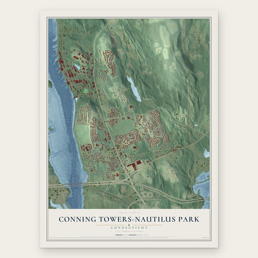 Conning Towers-Nautilus Park, Connecticut map print, the full design