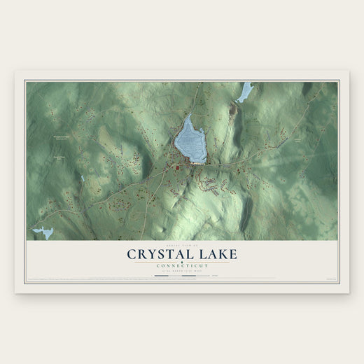 Crystal Lake, Connecticut map print, the full design