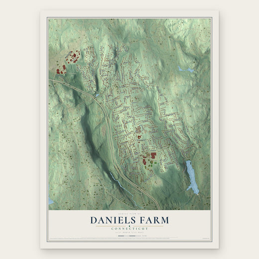 Daniels Farm, Connecticut map print, the full design