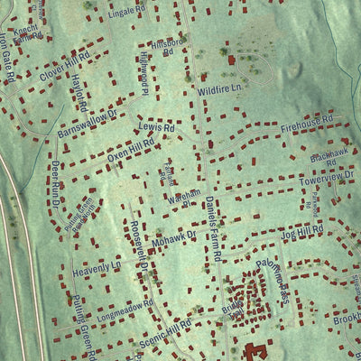 Close-up of the map of Daniels Farm, Connecticut print showing street and building detail