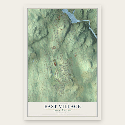 East Village, Connecticut map print, the full design
