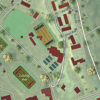 Close-up of the map of Fairfield University, Connecticut print showing street and building detail