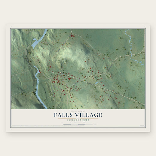 Falls Village, Connecticut map print, the full design