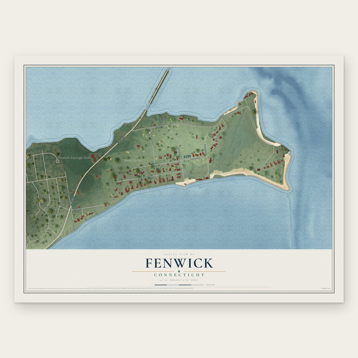 Fenwick, Connecticut map print, the full design