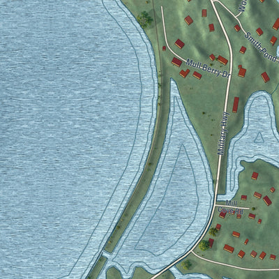 Close-up of the map of Gales Ferry, Connecticut print showing street and building detail