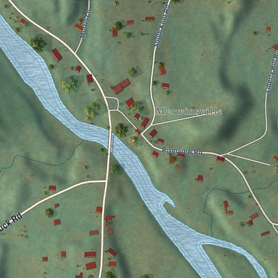 Close-up of the map of Gaylordsville, Connecticut print showing street and building detail