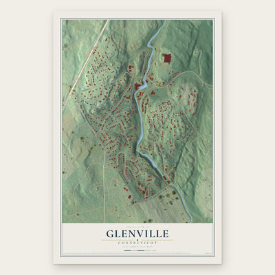 Glenville, Connecticut map print, the full design