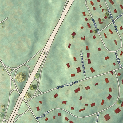 Close-up of the map of Glenville, Connecticut print showing street and building detail