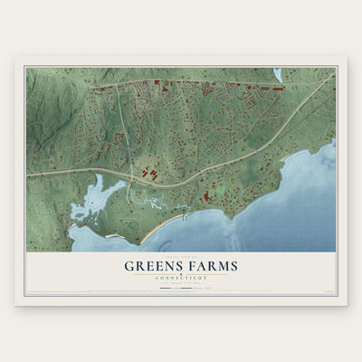 Greens Farms, Connecticut map print, the full design