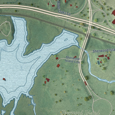 Close-up of the map of Greens Farms, Connecticut print showing street and building detail
