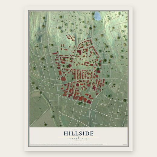 Hillside, Connecticut map print, the full design