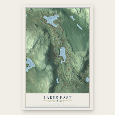 Lakes East, Connecticut map print, the full design