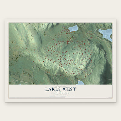 Lakes West, Connecticut map print, the full design