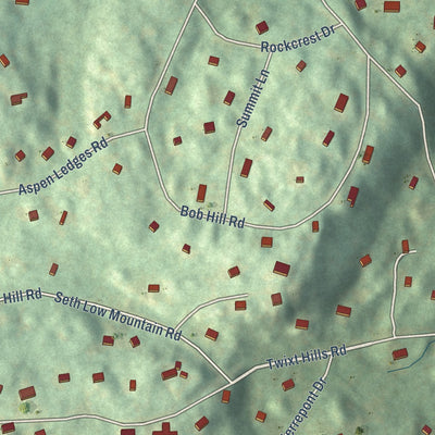 Close-up of the map of Lakes West, Connecticut print showing street and building detail