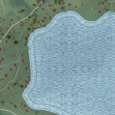 Close-up of the map of Lakeville, Connecticut print showing street and building detail