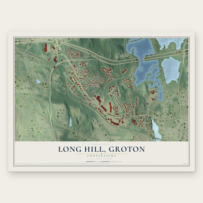 Long Hill, Groton, Connecticut map print, the full design