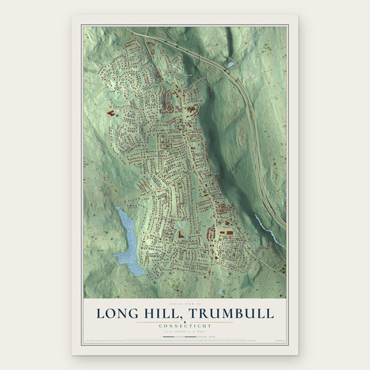 Long Hill, Trumbull, Connecticut map print, the full design