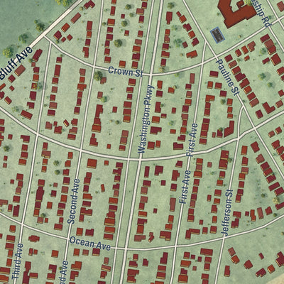 Close-up of the map of Lordship, Connecticut print showing street and building detail