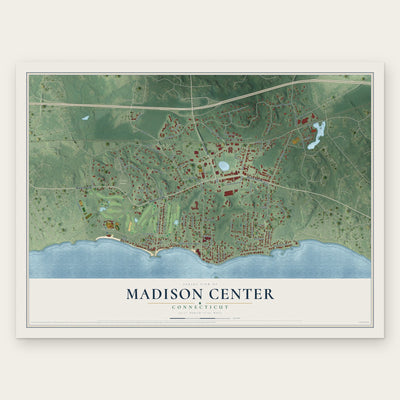 Madison Center, Connecticut map print, the full design