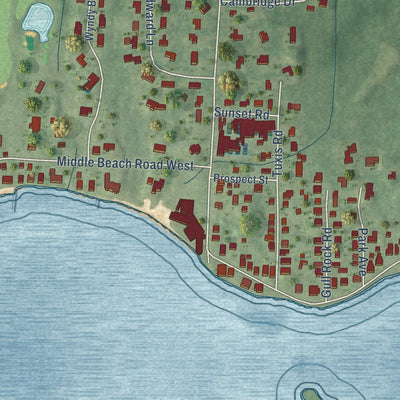 Close-up of the map of Madison Center, Connecticut print showing street and building detail