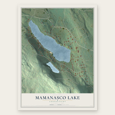 Mamanasco Lake, Connecticut map print, the full design
