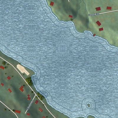 Close-up of the map of Mamanasco Lake, Connecticut print showing street and building detail
