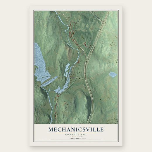 Mechanicsville, Connecticut map print, the full design