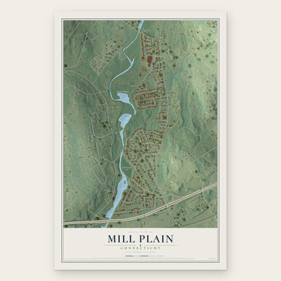 Mill Plain, Connecticut map print, the full design