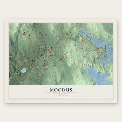 Moodus, Connecticut map print, the full design