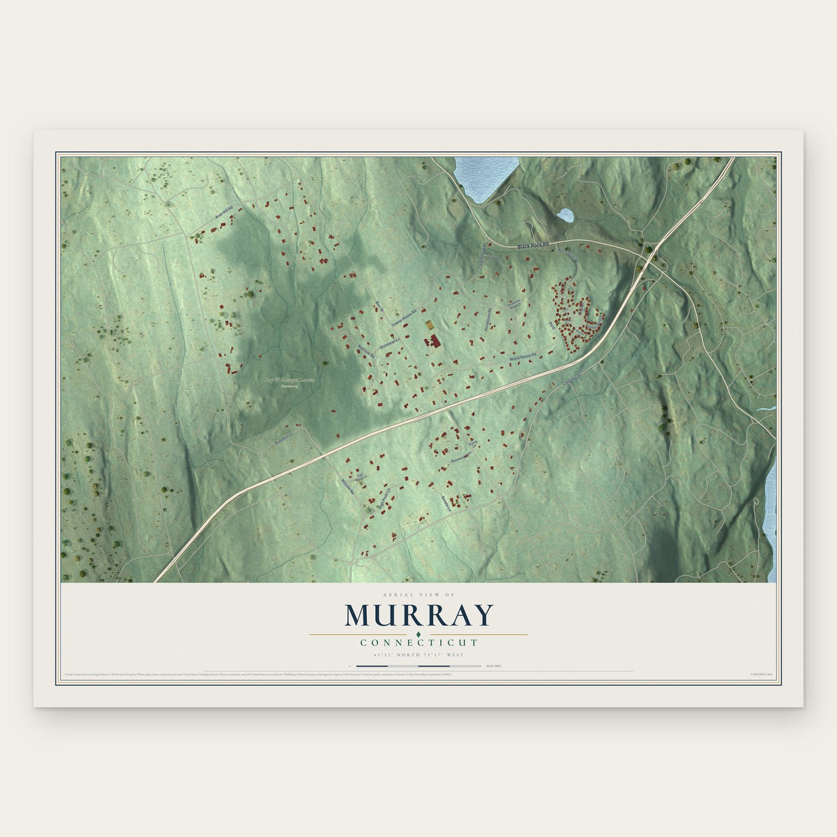 Murray, Connecticut map print, the full design
