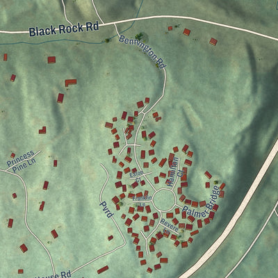 Close-up of the map of Murray, Connecticut print showing street and building detail