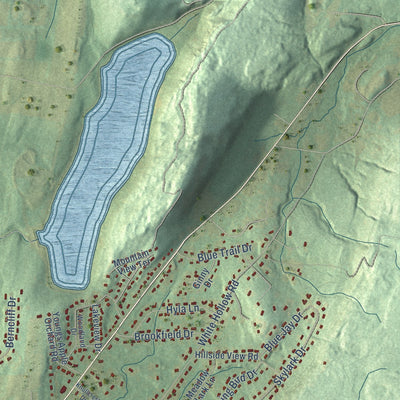 Close-up of the map of Northford, Connecticut print showing street and building detail