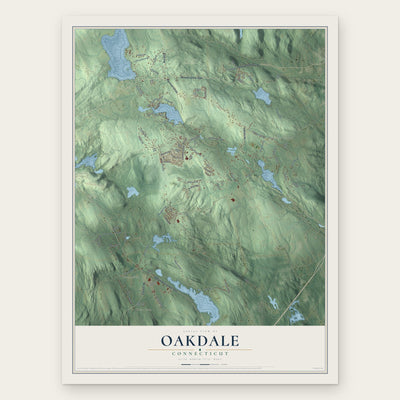 Oakdale, Connecticut map print, the full design