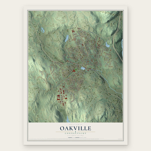 Oakville, Connecticut map print, the full design