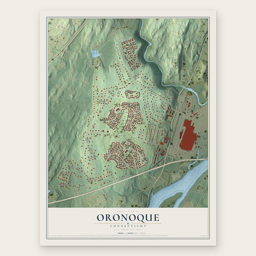 Oronoque, Connecticut map print, the full design