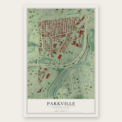 Parkville, Connecticut map print, the full design