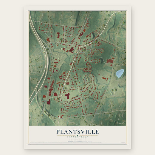 Plantsville, Connecticut map print, the full design