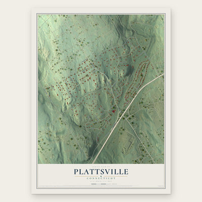 Plattsville, Connecticut map print, the full design