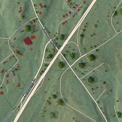 Close-up of the map of Plattsville, Connecticut print showing street and building detail