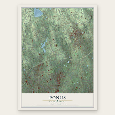 Ponus, Connecticut map print, the full design