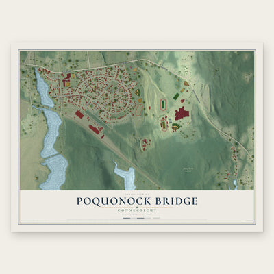 Poquonock Bridge, Connecticut map print, the full design