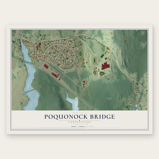 Poquonock Bridge, Connecticut map print, the full design