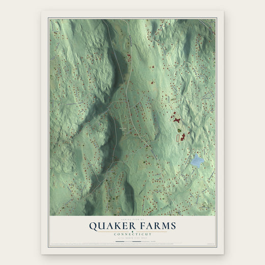 Quaker Farms, Connecticut map print, the full design