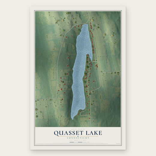 Quasset Lake, Connecticut map print, the full design