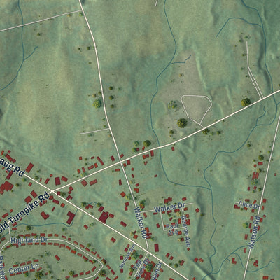 Close-up of the map of Quinebaug, Connecticut print showing street and building detail