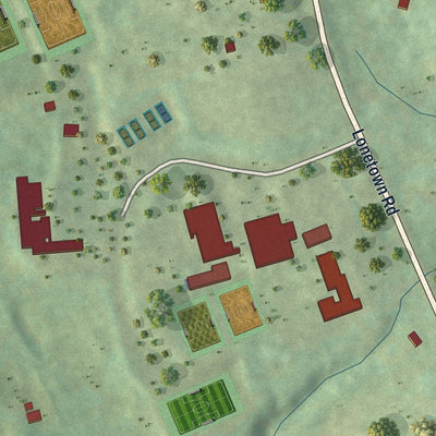 Close-up of the map of Redding Center, Connecticut print showing street and building detail