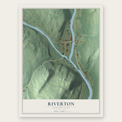 Riverton, Connecticut map print, the full design