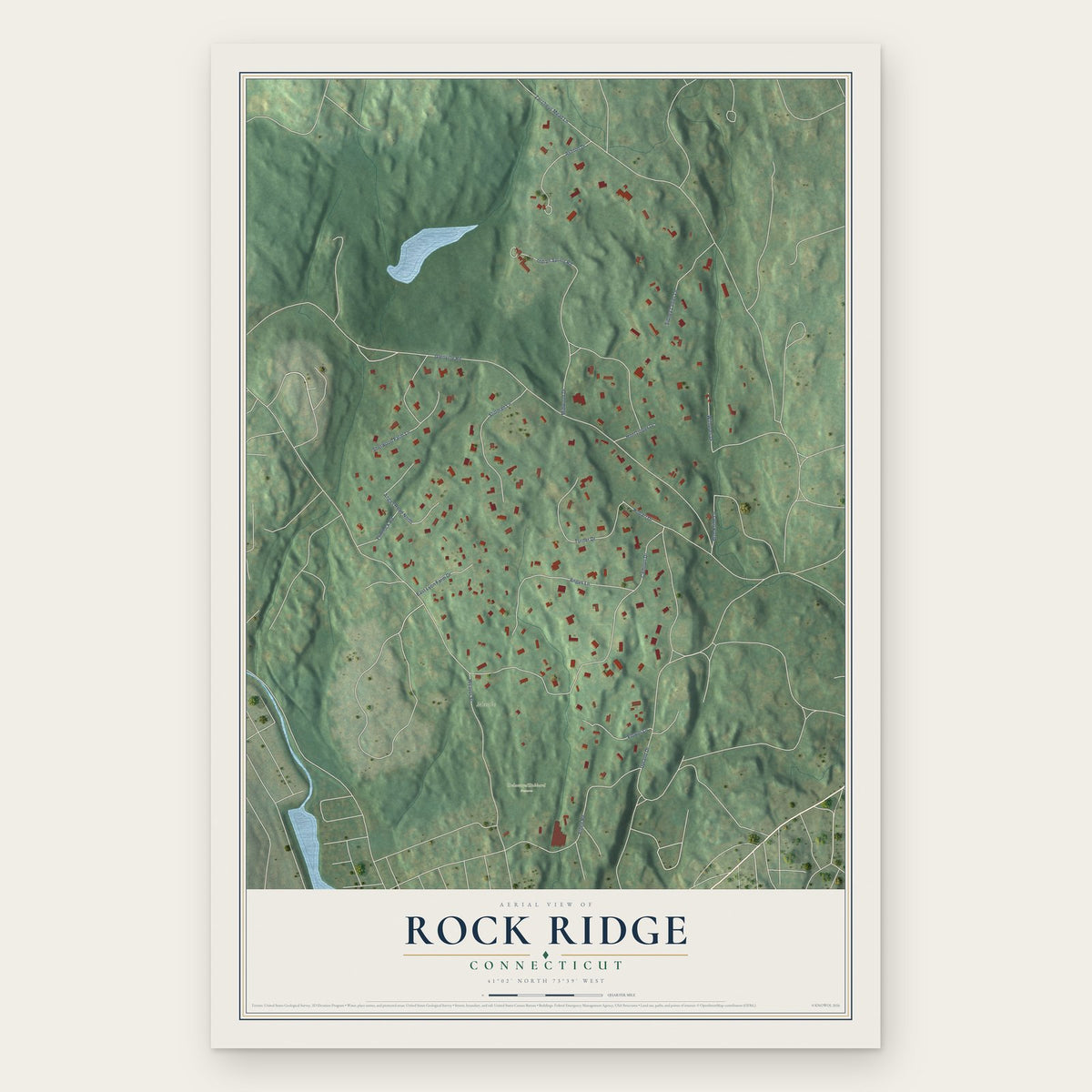 Rock Ridge, Connecticut map print, the full design